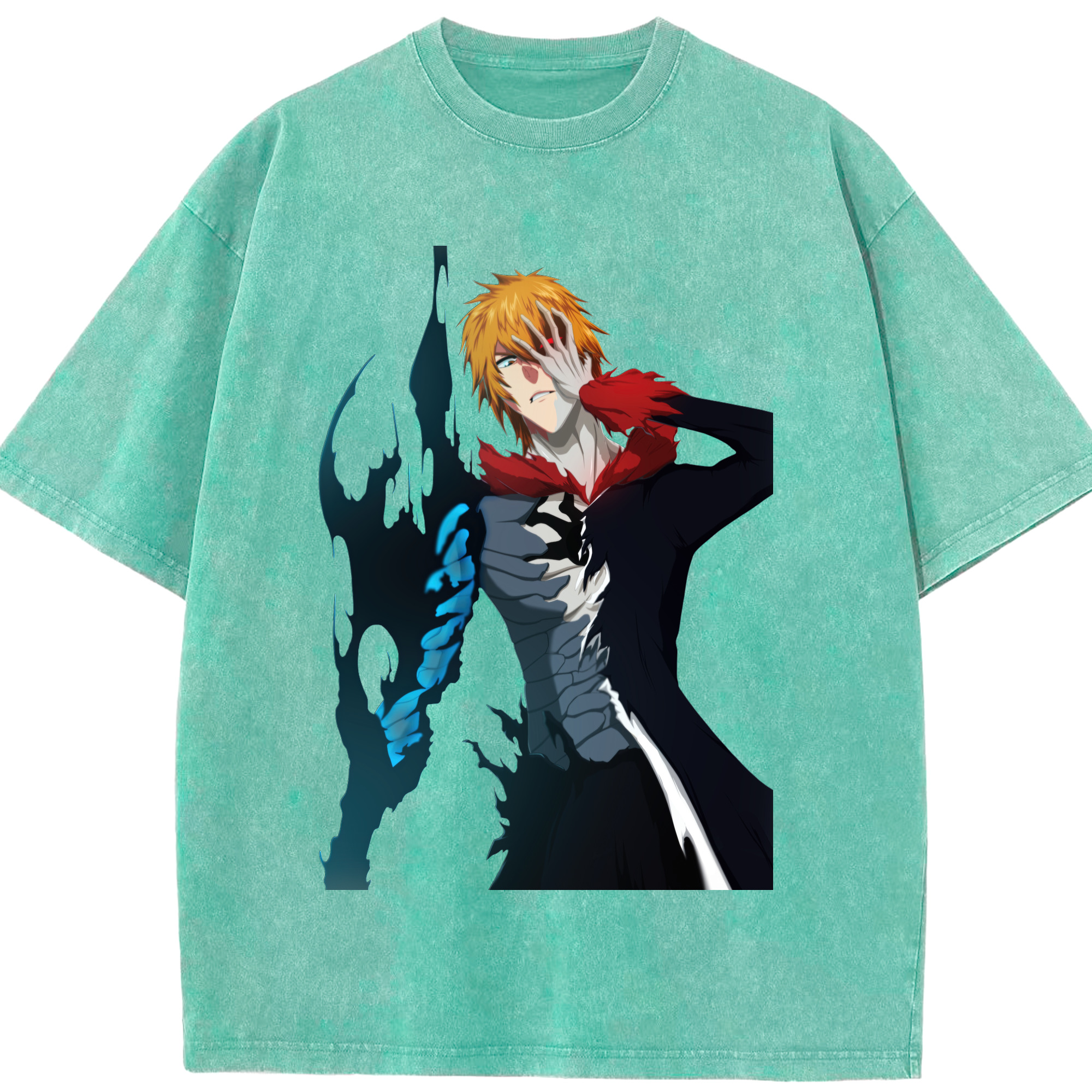 （画像用） ブリーチ 黒崎一護（くろさき いちご）BLEACH Kurosaki Ichigo 綿100% ヴィンテージ風 半袖Tシャツ（フロントプリント）